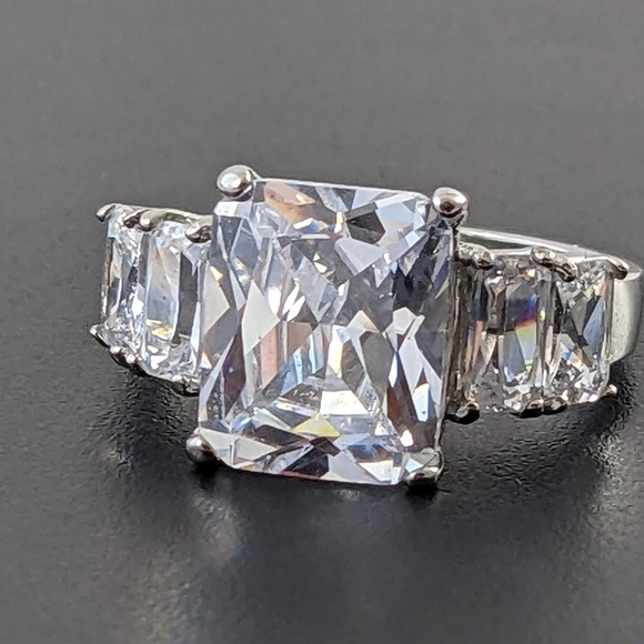 Emerald Cut CZ Polished Stainless Steel Ring - Picture 4 of 9